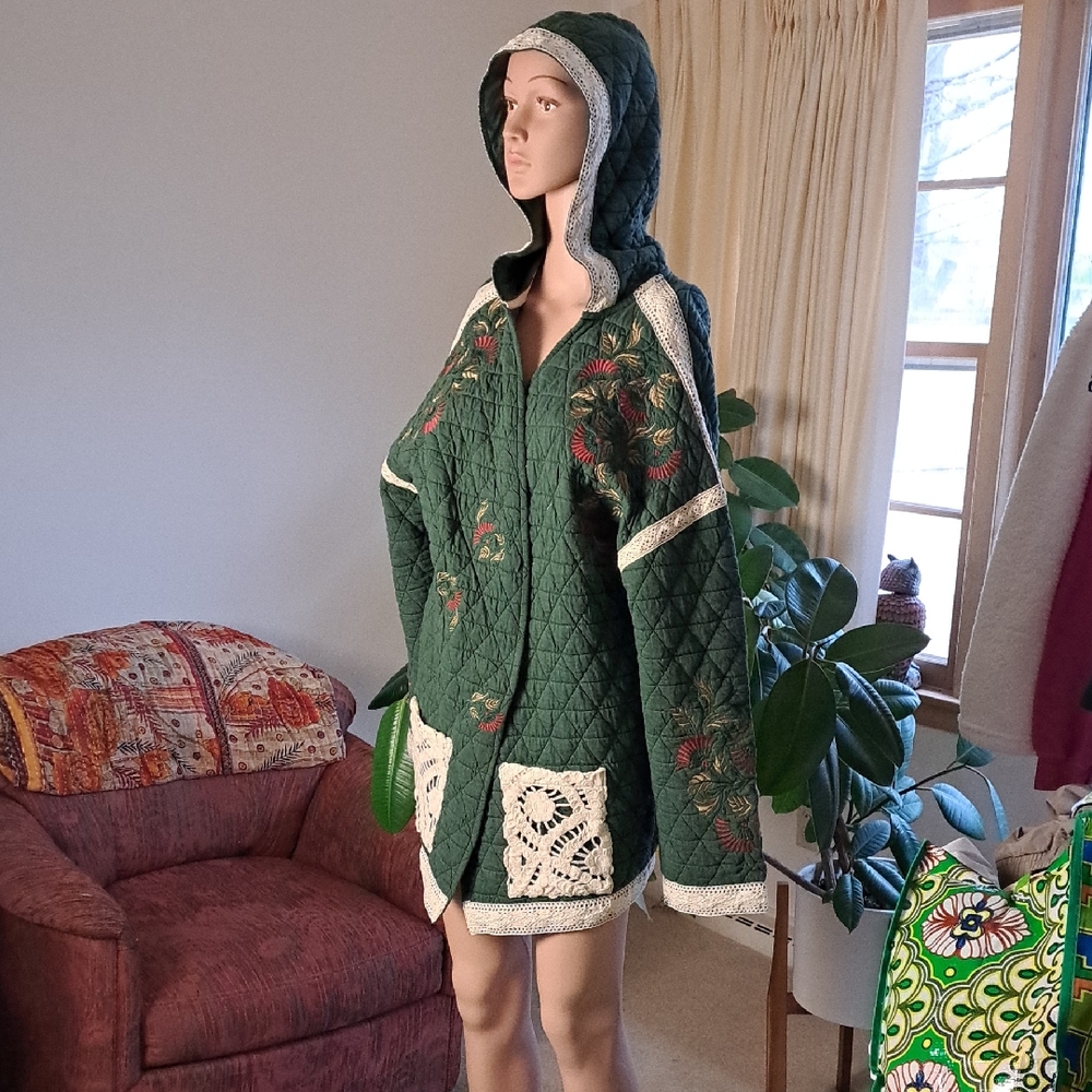 POL Dark Green Quilted Jacket Ptp 22"